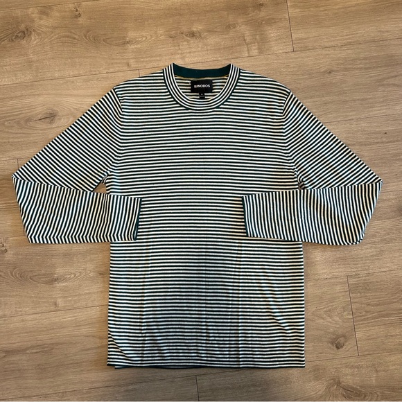 Bonobos Other - Bonobos Green and White Striped Long Sleeve Tee